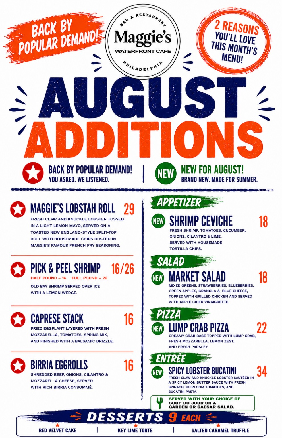 Menu - Maggie's Waterfront Cafe